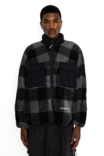 Check Boa Jacket - Grey