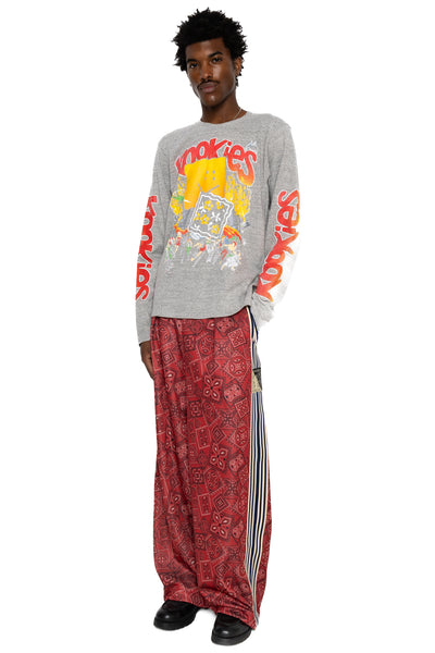 Smooth Jersey COOKIE Bandana Baggy Track Pants - Red