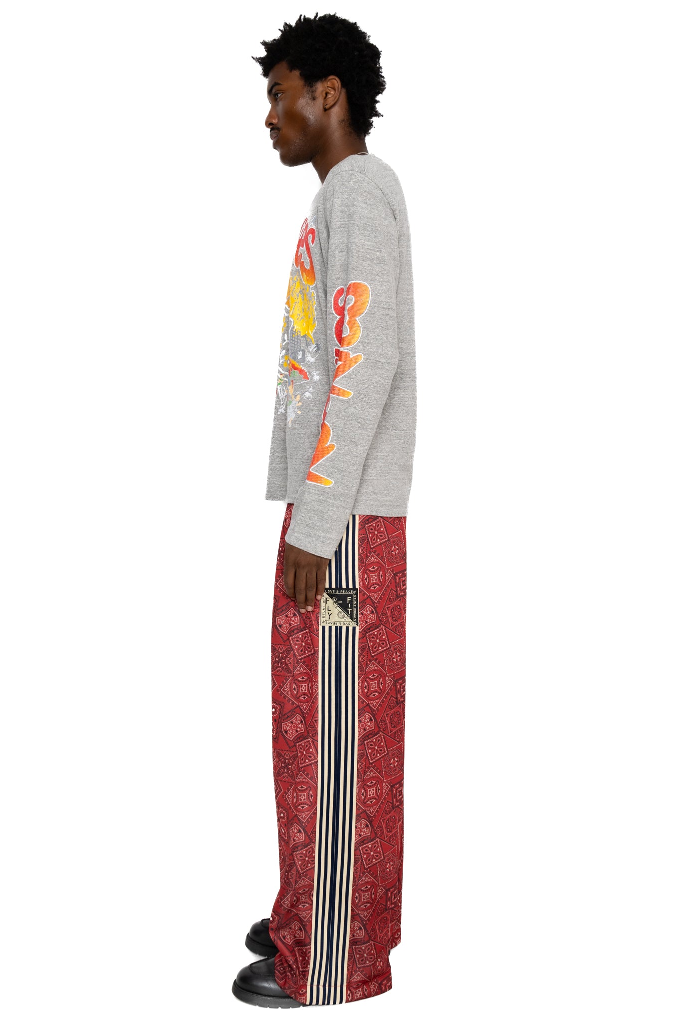 Smooth Jersey COOKIE Bandana Baggy Track Pants - Red