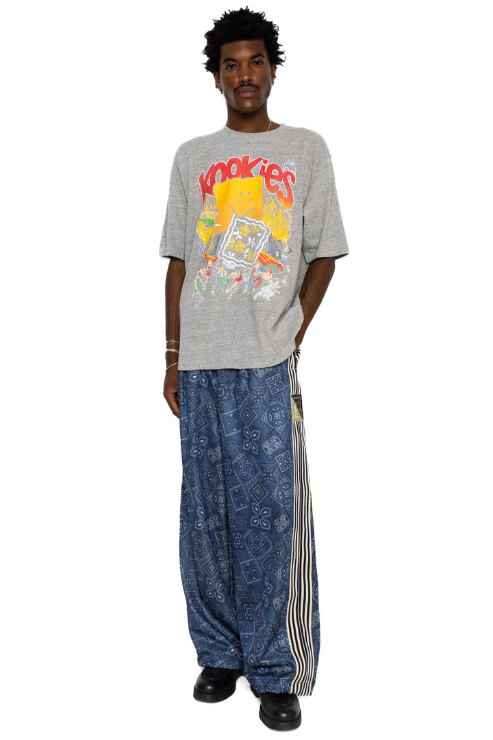 Kapital Smooth Jersey COOKIE Bandana Baggy Track Pants - Navy
