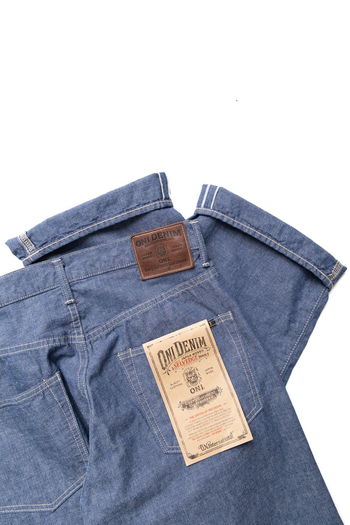 Oni Denim 200-HCSV 8oz Selvedge Chambray Wide Straight – BLUE IN