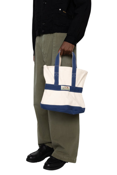 #4 Canvas ELEPHANT TOTE BAG S - Ecru x Navy