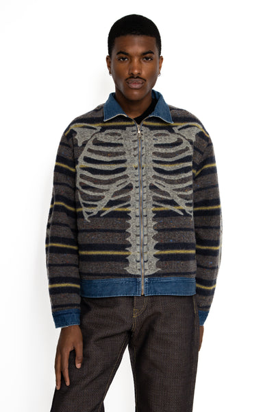11.5oz Denim BONE Lining Reversible ZIP-UP Work JKT