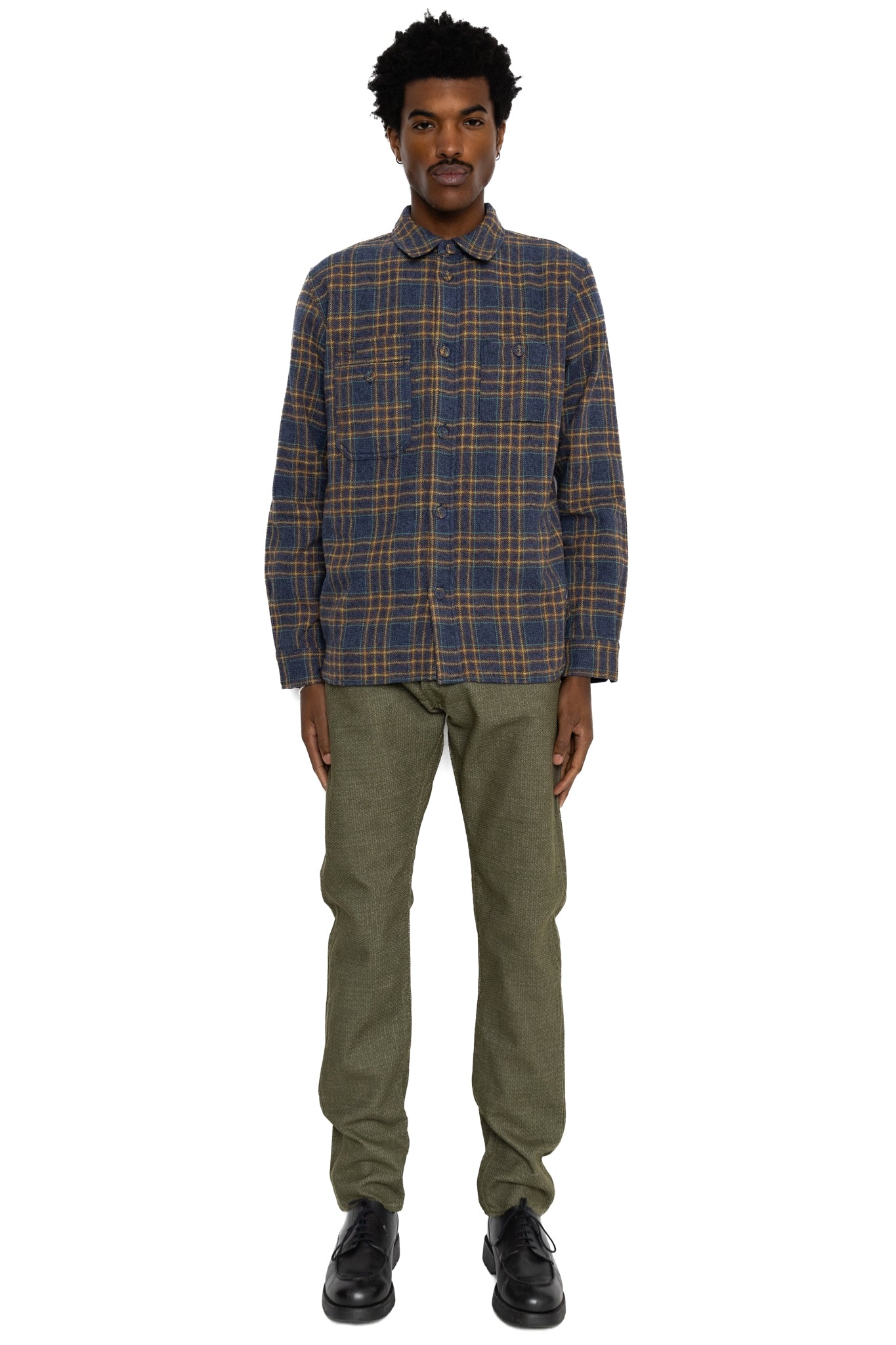 1170-2-OLV Sashiko 5P Pants Relax Tapered - Olive x Olive