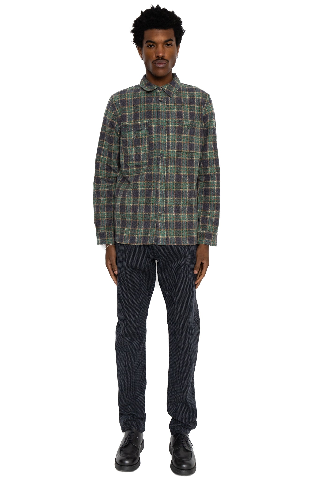 1170-2-BK Sashiko 5P Pants Relax Tapered - Grey x Black