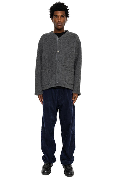 Knit Cardigan Wool Poly Sweater Knit - Charcoal