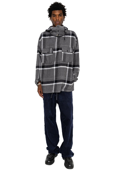 Cagoule Shirt Cotton Brushed Big Plaid - Grey/Black