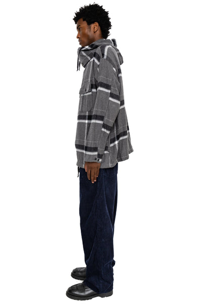 Cagoule Shirt Cotton Brushed Big Plaid - Grey/Black