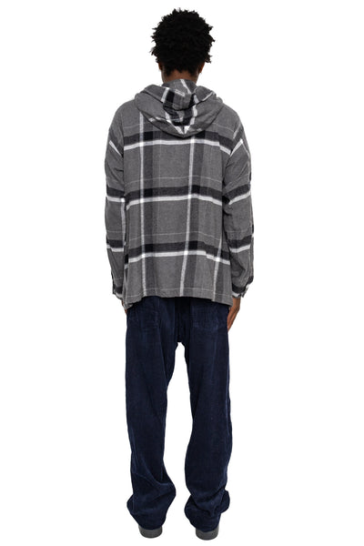 Cagoule Shirt Cotton Brushed Big Plaid - Grey/Black