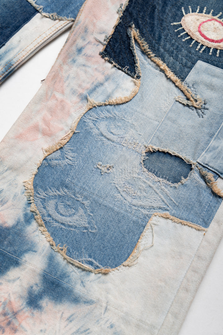 Kapital 14oz Denim Tie-Dye Baggy Flare Pants (CRAZY DIXIE Remake