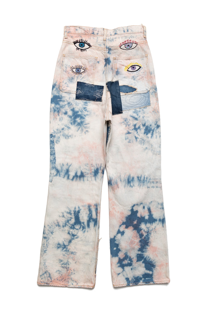 Kapital 14oz Denim Tie-Dye Baggy Flare Pants (CRAZY DIXIE