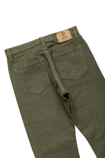 1170-2-OLV Sashiko 5P Pants Relax Tapered - Olive x Olive