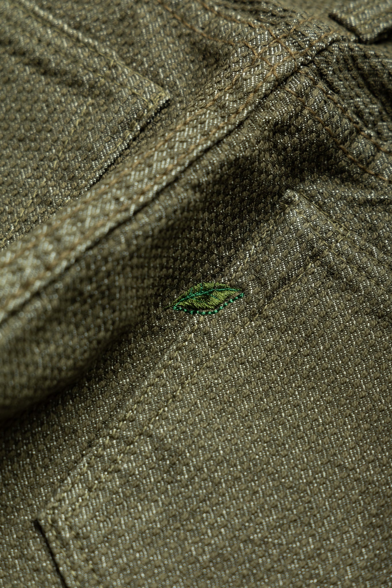 1170-2-OLV Sashiko 5P Pants Relax Tapered - Olive x Olive