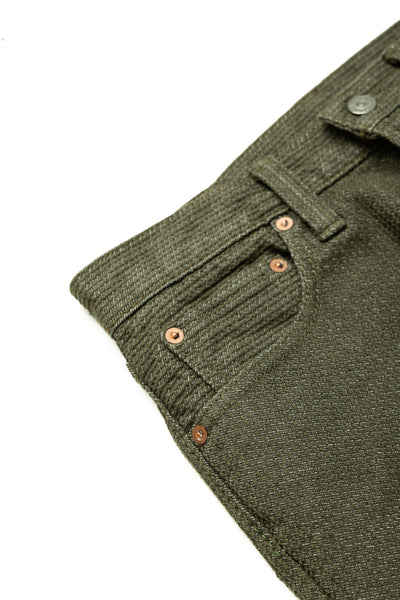 1170-2-OLV Sashiko 5P Pants Relax Tapered - Olive x Olive