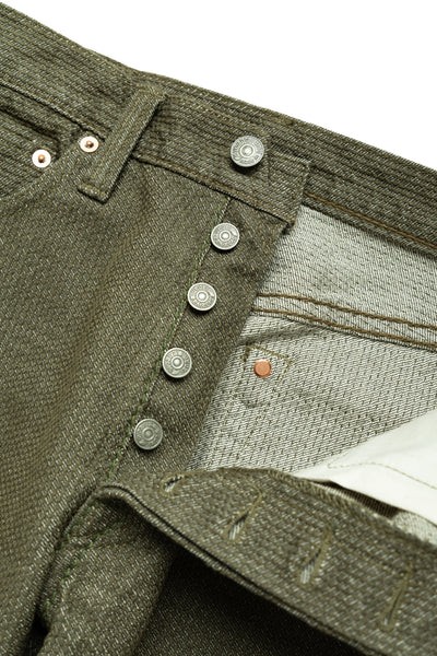 1170-2-OLV Sashiko 5P Pants Relax Tapered - Olive x Olive