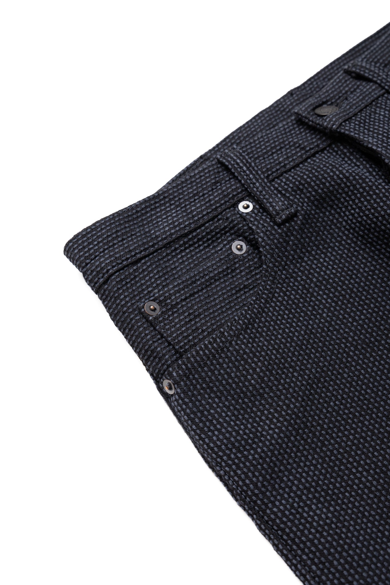 1170-2-BK Sashiko 5P Pants Relax Tapered - Grey x Black