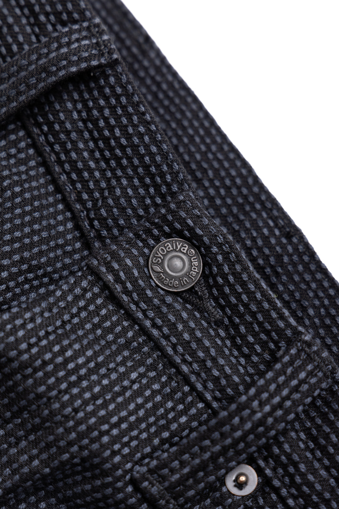 1170-2-BK Sashiko 5P Pants Relax Tapered - Grey x Black