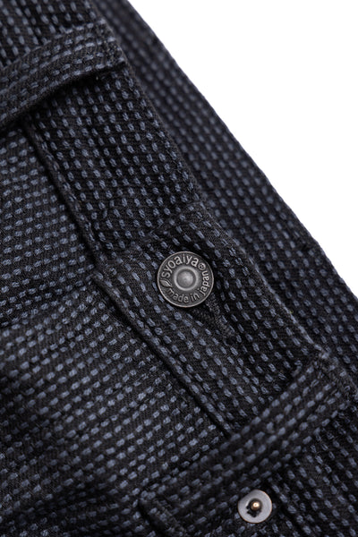 1170-2-BK Sashiko 5P Pants Relax Tapered - Grey x Black