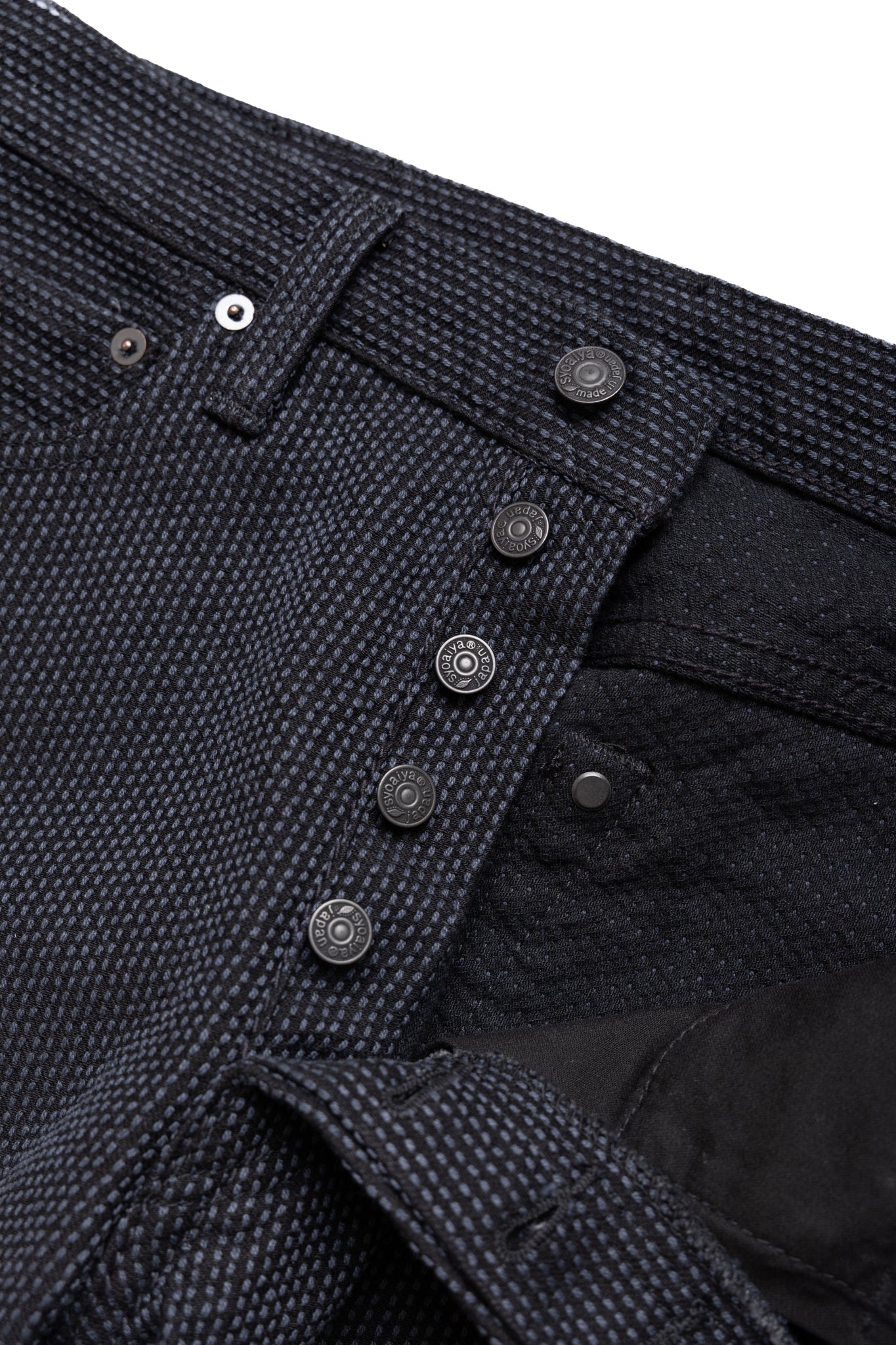 1170-2-BK Sashiko 5P Pants Relax Tapered - Grey x Black