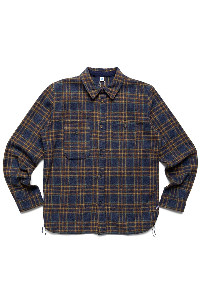 （セール）開催中 人気ブランドも続々プライス Shirt Pocket Double Check Tweed - SOHO GREEN IN BLUE – Navy トップス