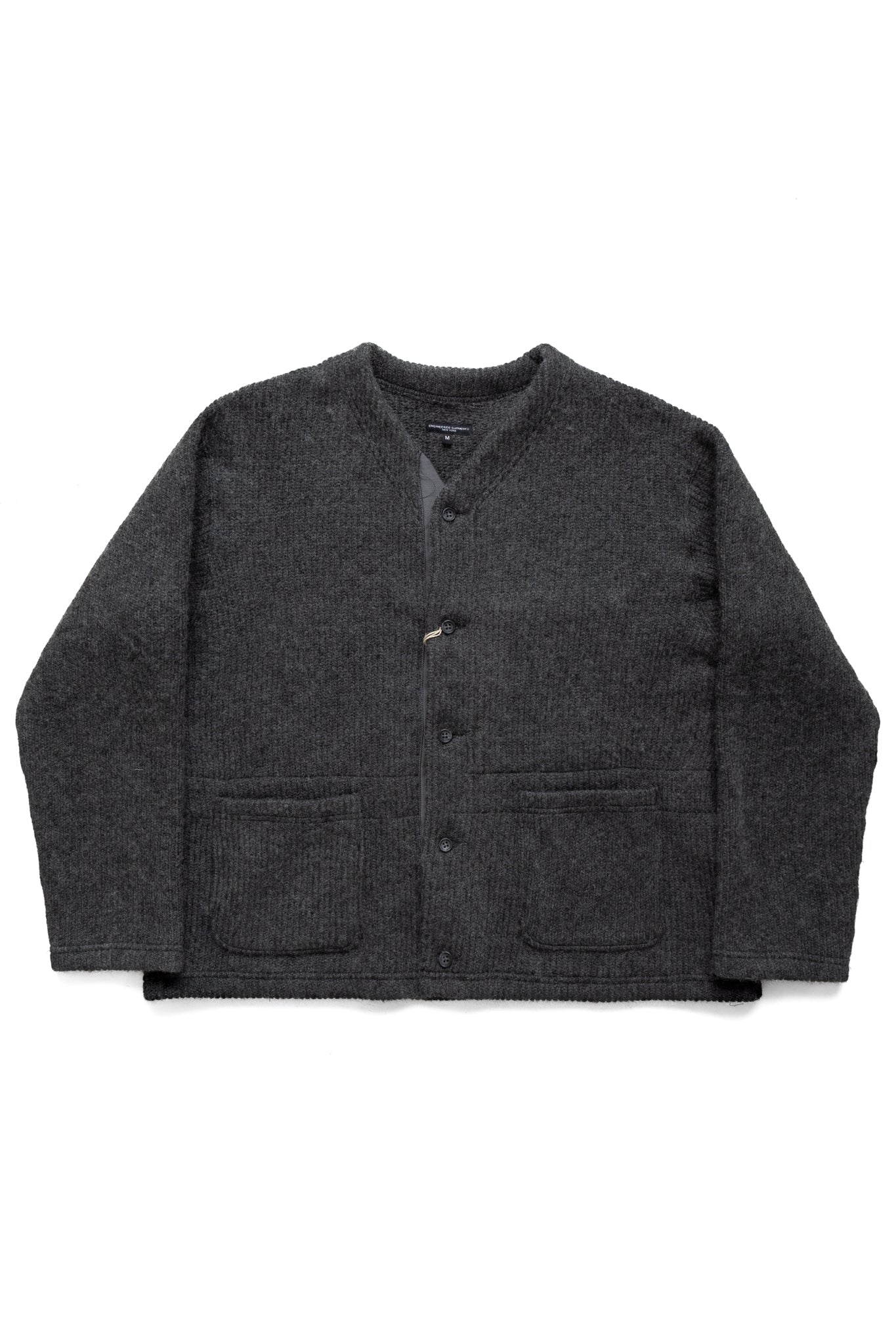 Knit Cardigan Wool Poly Sweater Knit - Charcoal