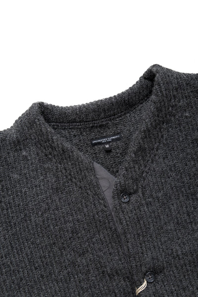 Knit Cardigan Wool Poly Sweater Knit - Charcoal