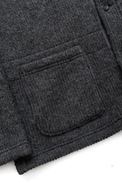 Knit Cardigan Wool Poly Sweater Knit - Charcoal