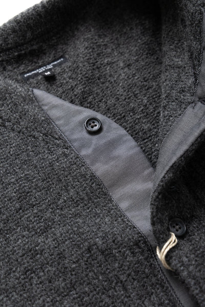 Knit Cardigan Wool Poly Sweater Knit - Charcoal