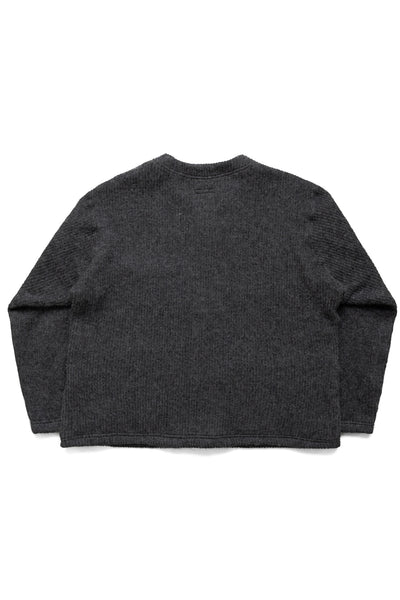Knit Cardigan Wool Poly Sweater Knit - Charcoal