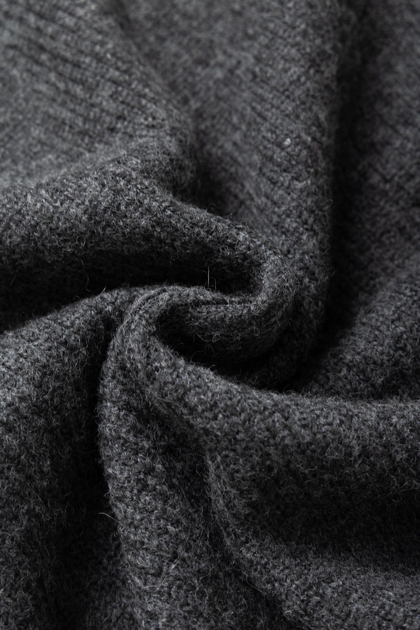Knit Cardigan Wool Poly Sweater Knit - Charcoal