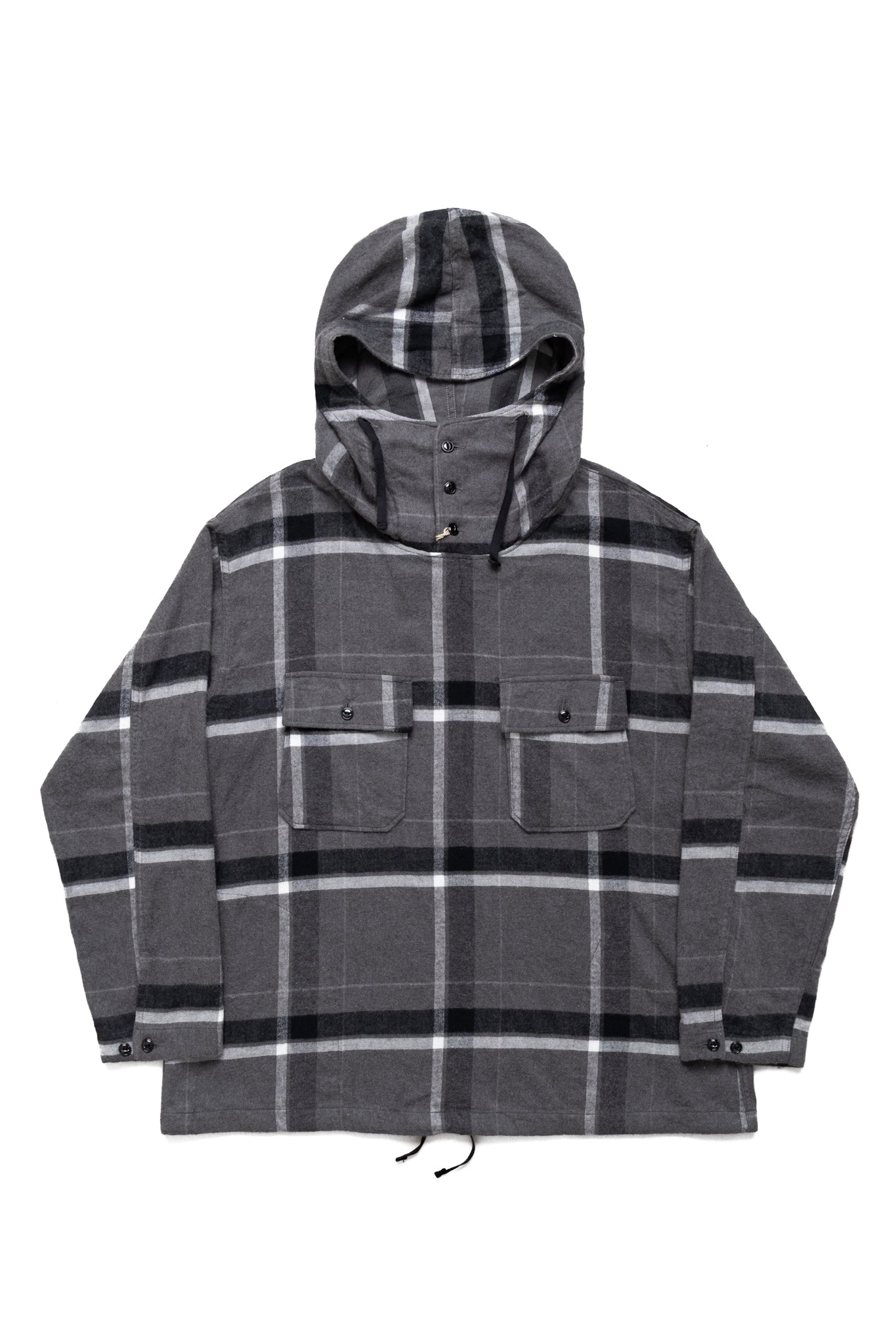 Cagoule Shirt Cotton Brushed Big Plaid - Grey/Black