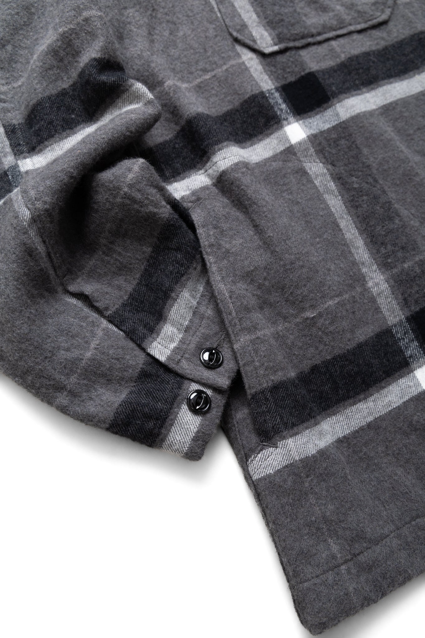 Cagoule Shirt Cotton Brushed Big Plaid - Grey/Black