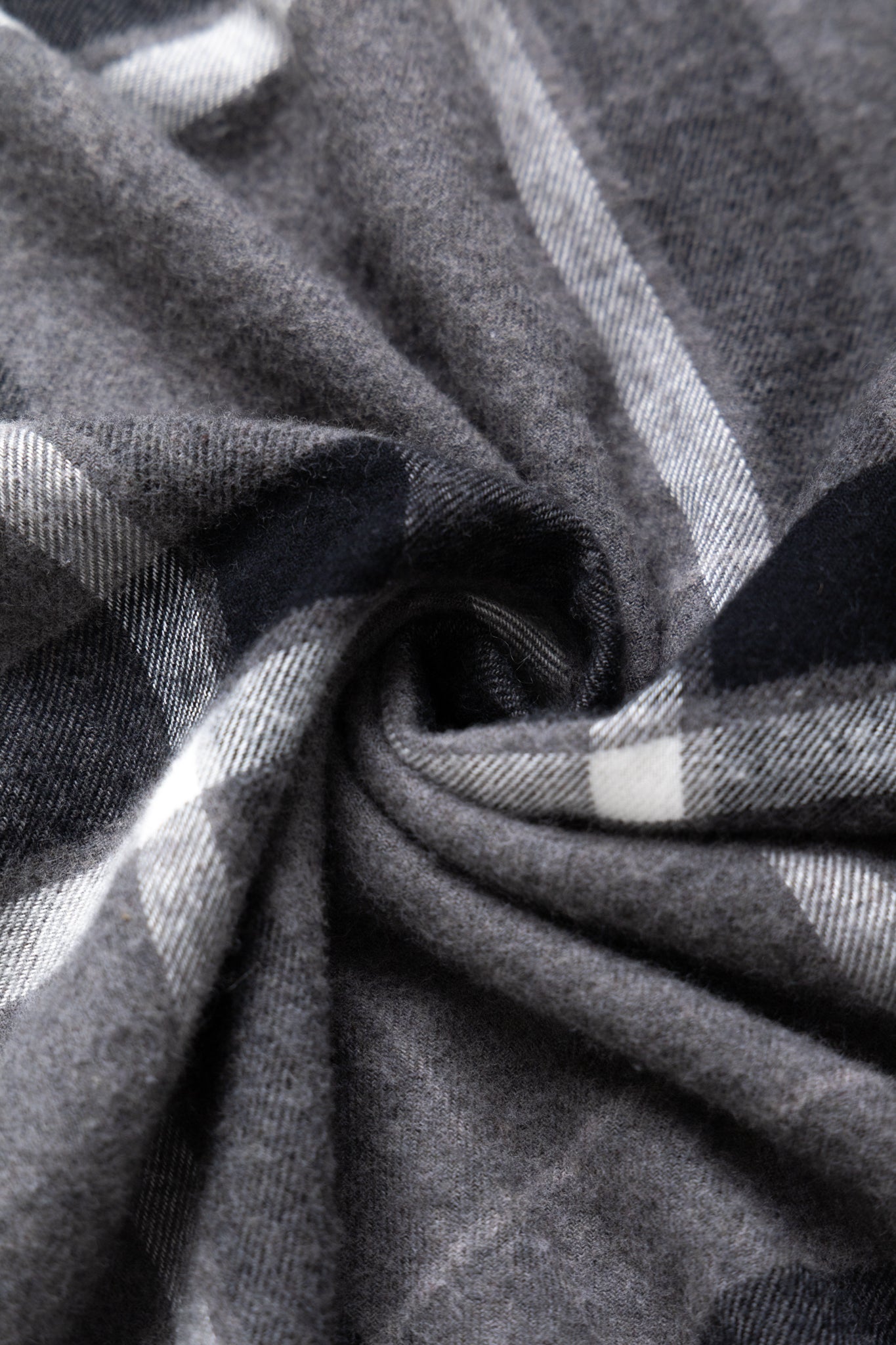 Cagoule Shirt Cotton Brushed Big Plaid - Grey/Black