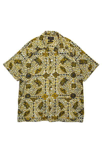 Beach Shirt Jacket Cotton Rayon Batik Print - White