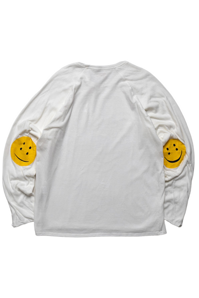 Jersey x Gauze Jersey CHEF Long Sleeve T (RAINBOWY PATCH) - White