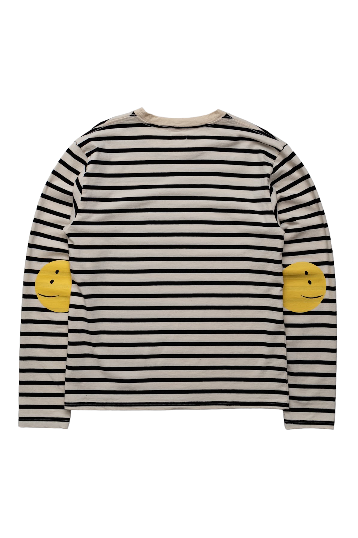 Stripe Jersey Crew Long Sleeve T (RAINBOWY Patch) - Black x Ecru