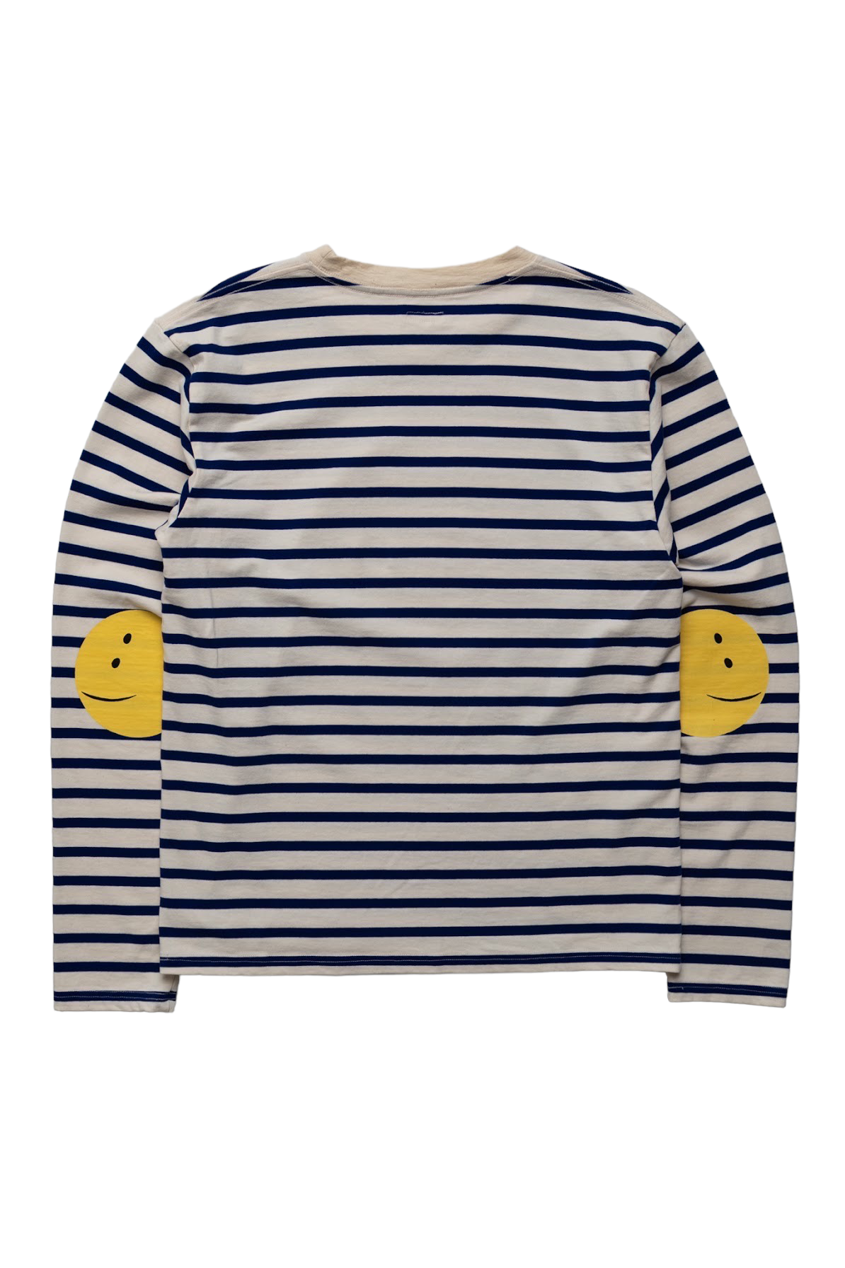 Stripe Jersey Crew Long Sleeve T (RAINBOWY Patch) - Ecru x Blue