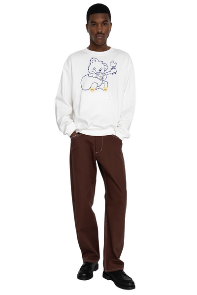 ECO SWT Knit COOKIE Pocket Crew SWT (PECKISH Little Bear&Harmony) - White