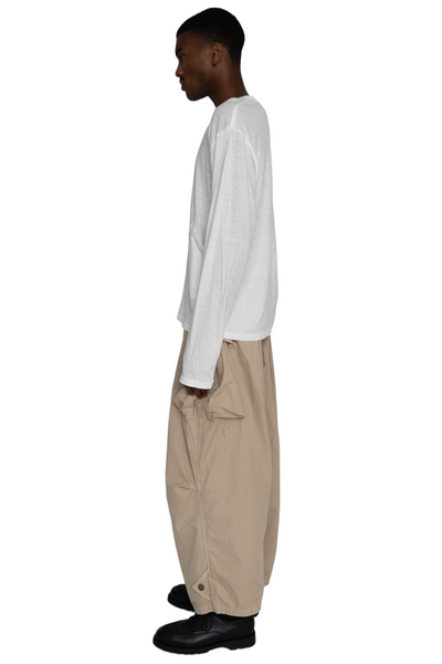 Gauze Jersey BISCUIT Pocket Long Sleeve T - White