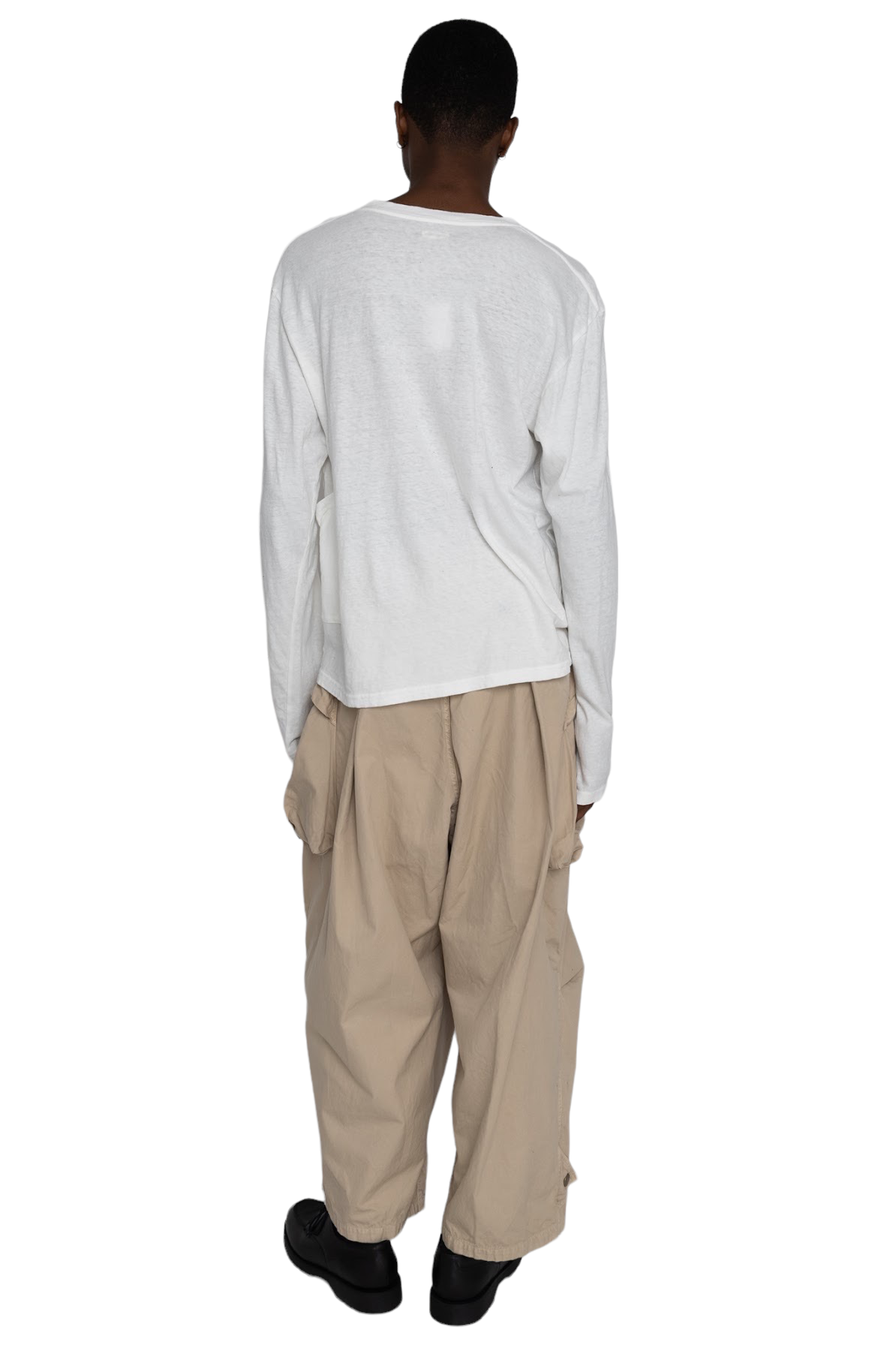 Gauze Jersey BISCUIT Pocket Long Sleeve T - White
