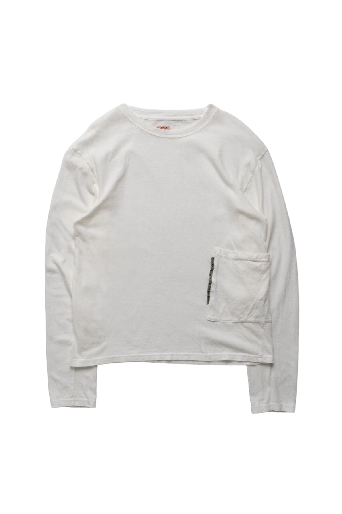 Gauze Jersey BISCUIT Pocket Long Sleeve T - White