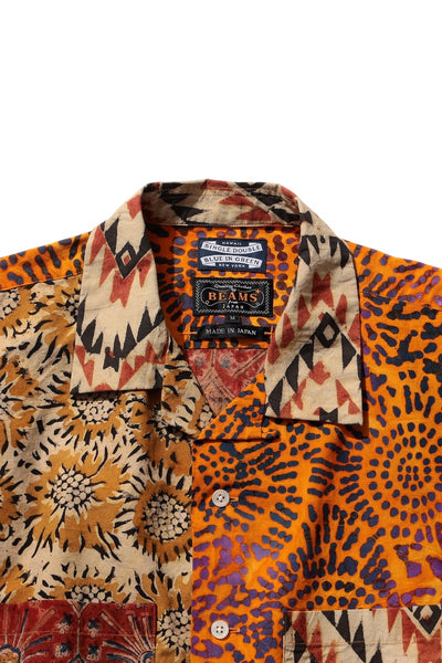 Open Collar Short Sleeve Block - Red