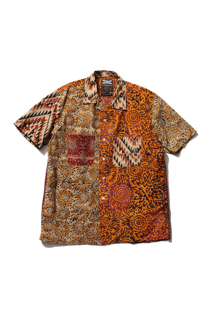 Open Collar Short Sleeve Block - Red