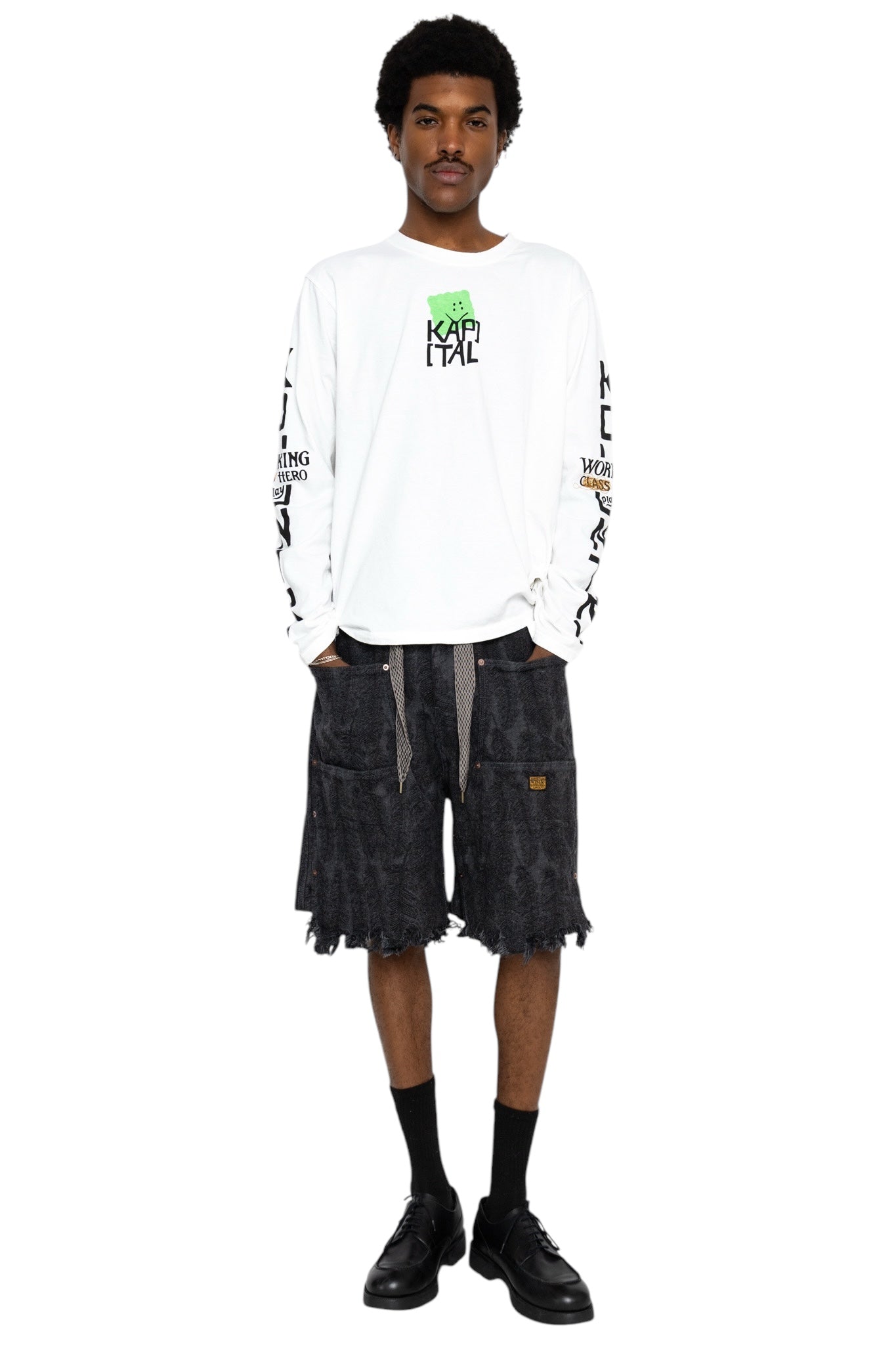 12oz MAGPIE Denim W-Knee EASY Shorts - Black x Black