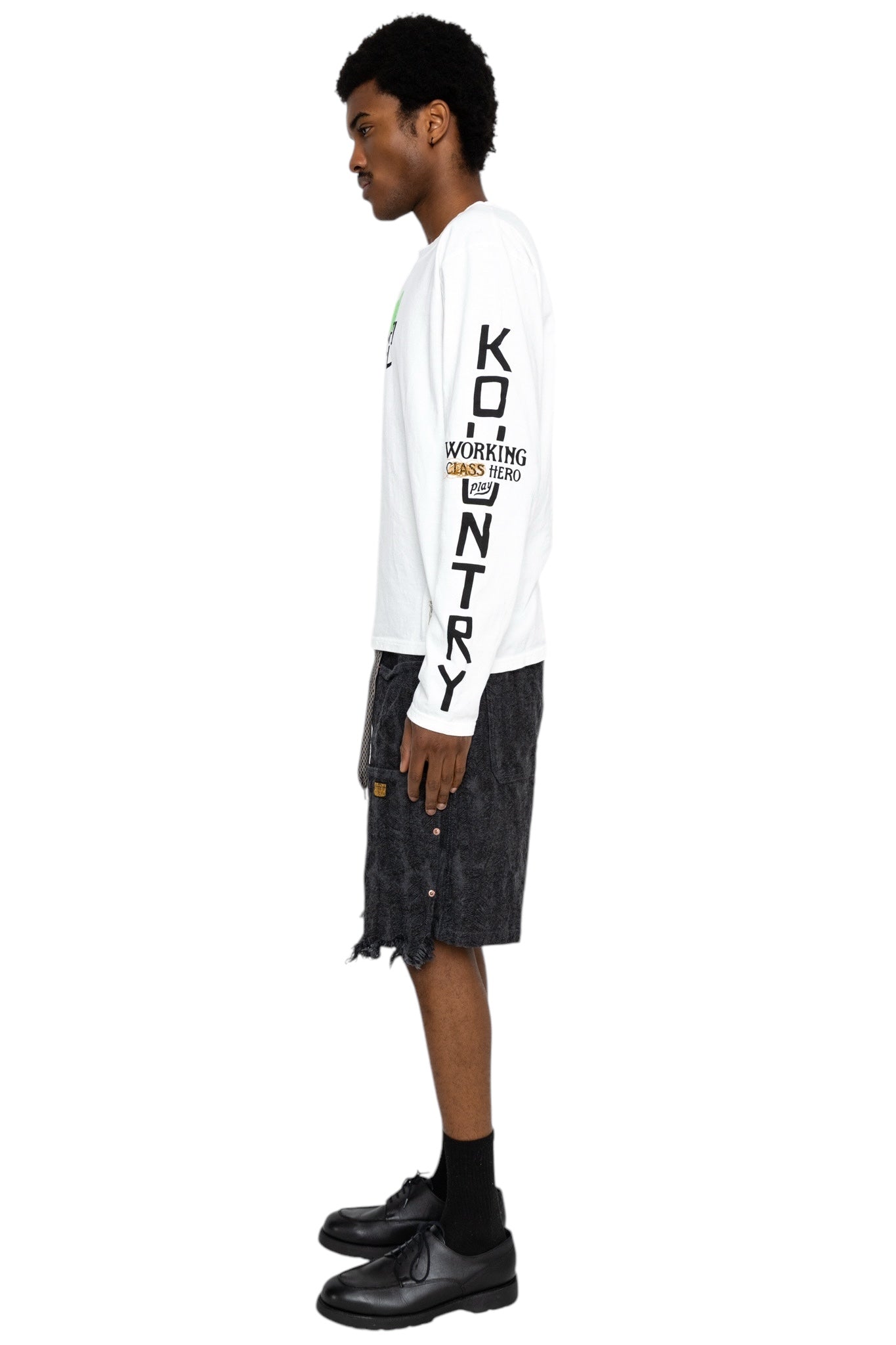 12oz MAGPIE Denim W-Knee EASY Shorts - Black x Black