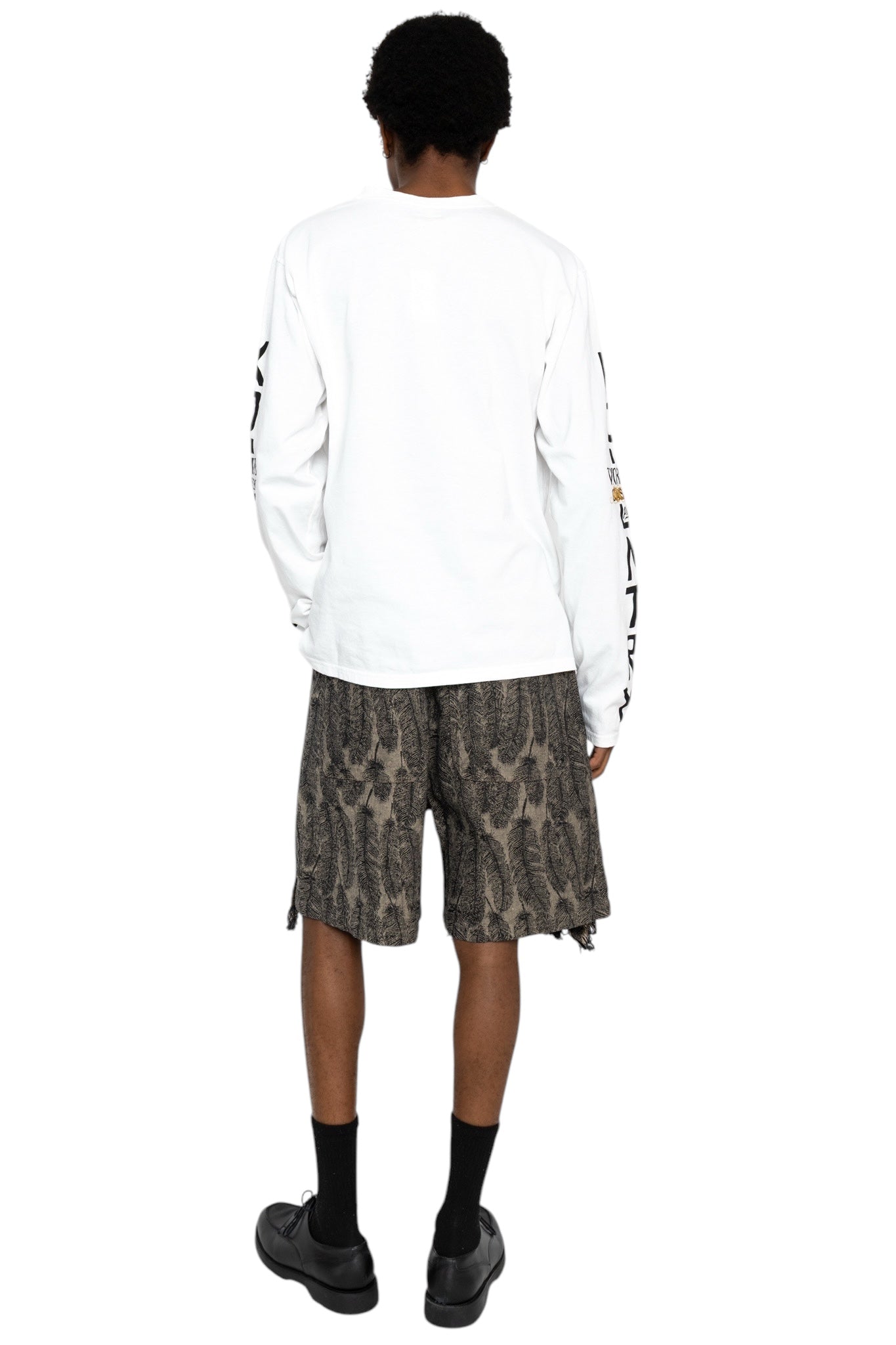 12oz MAGPIE Denim W-Knee EASY Shorts - Black x Beige
