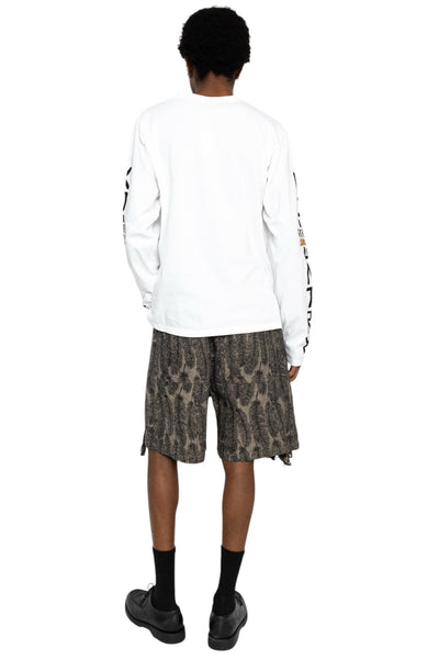 12oz MAGPIE Denim W-Knee EASY Shorts - Black x Beige