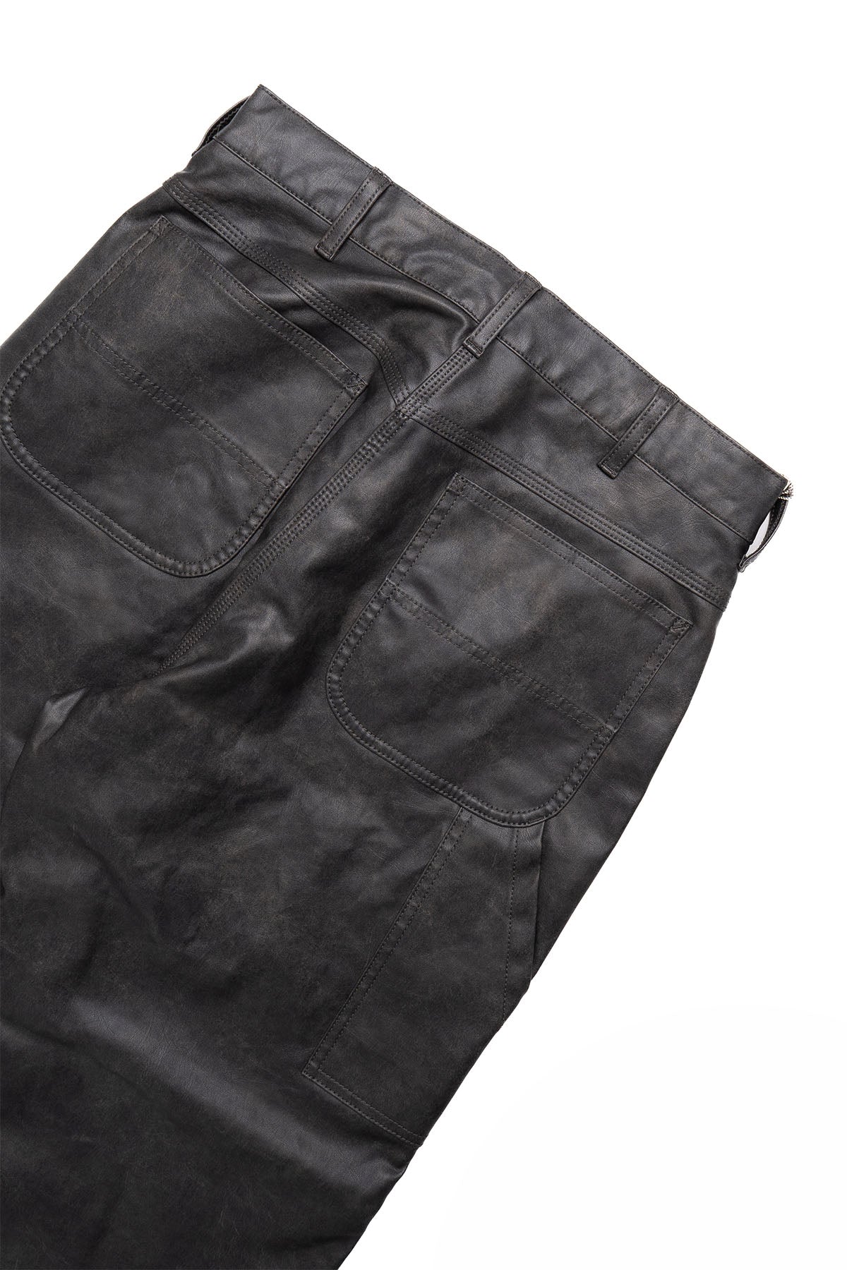 Painter Pants Lined Aged Fake Leather - Black