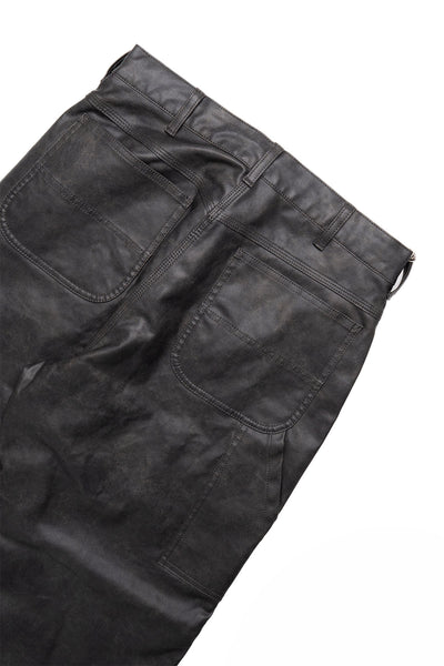 Painter Pants Lined Aged Fake Leather - Black