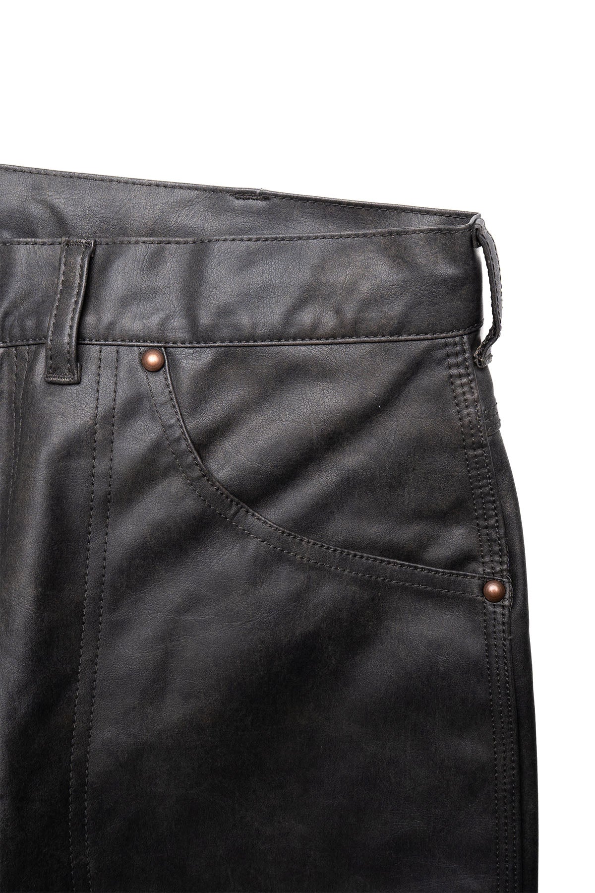Painter Pants Lined Aged Fake Leather - Black